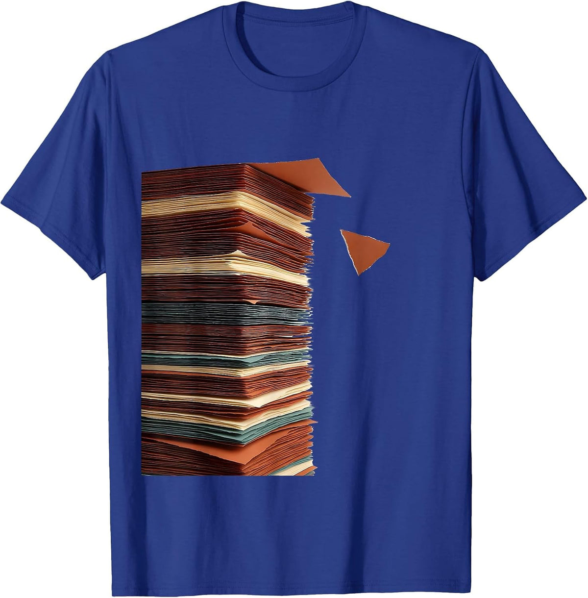Layered Ledger Paper Cutout History Teacher Classroom Humor T-Shirt - Royal Blue