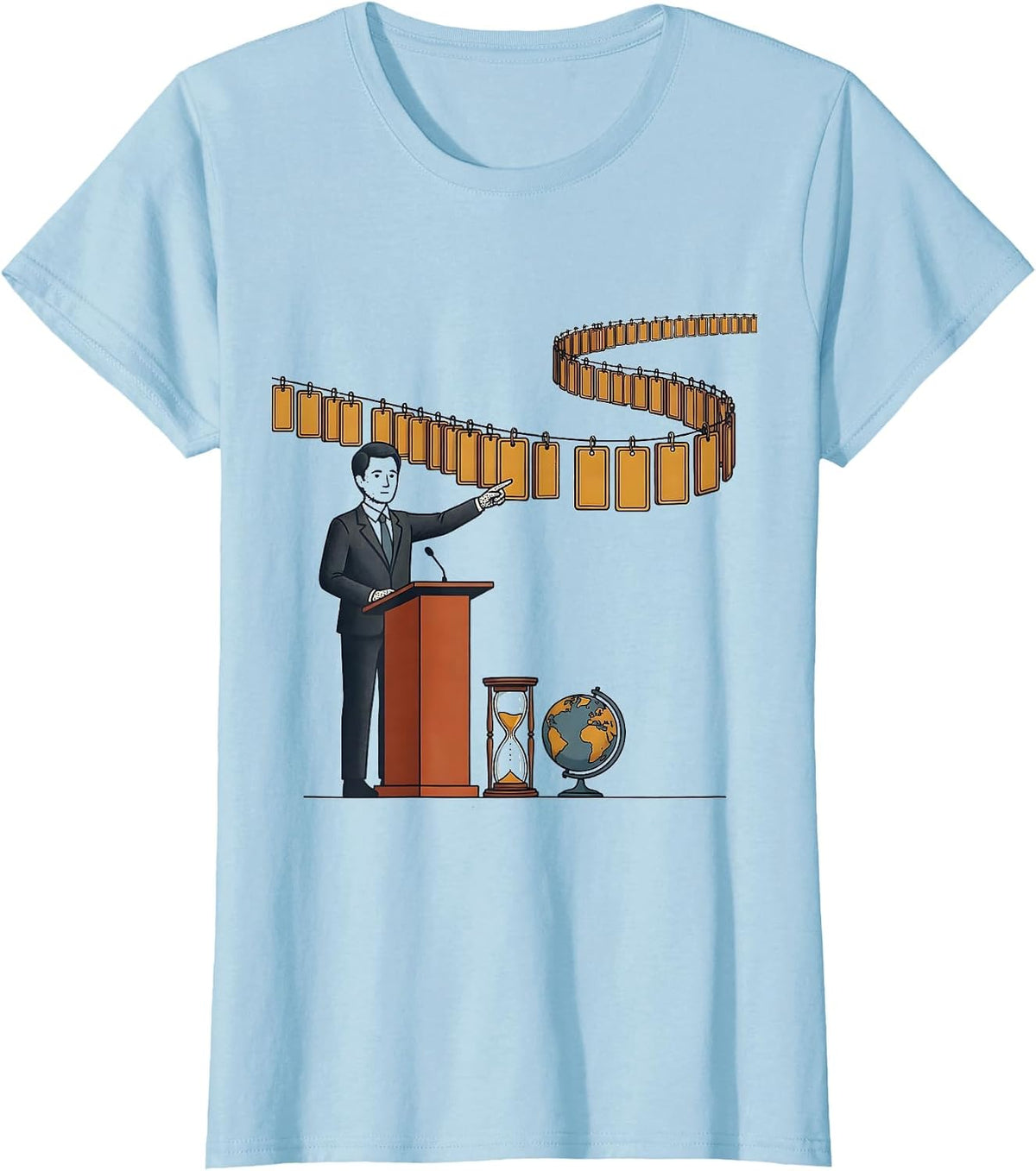 Teacher Timeline Loop Illustration Funny History Educator T-Shirt - Baby Blue