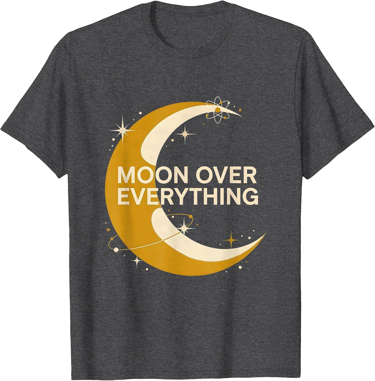 Moon Over Everything Celestial Graphic Design T-Shirt - Dark Heather Grey