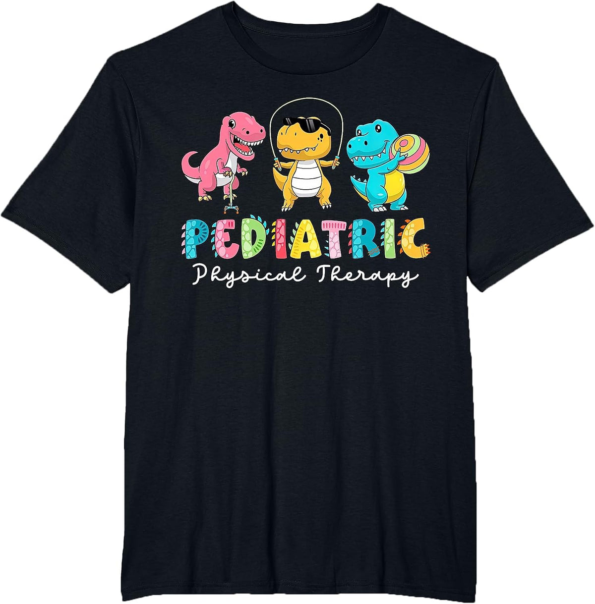 Pediatric Physical Therapy Dinosaur PT Physical Therapist T-Shirt - Black