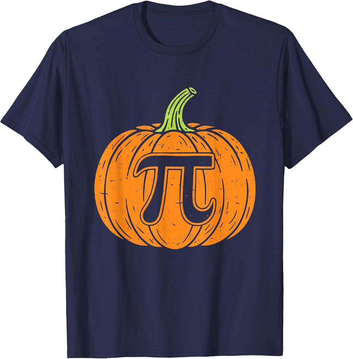 Pumpkin Pi Symbol Funny Math Nerd Spooky Halloween Pi Day T-Shirt - Navy Blue