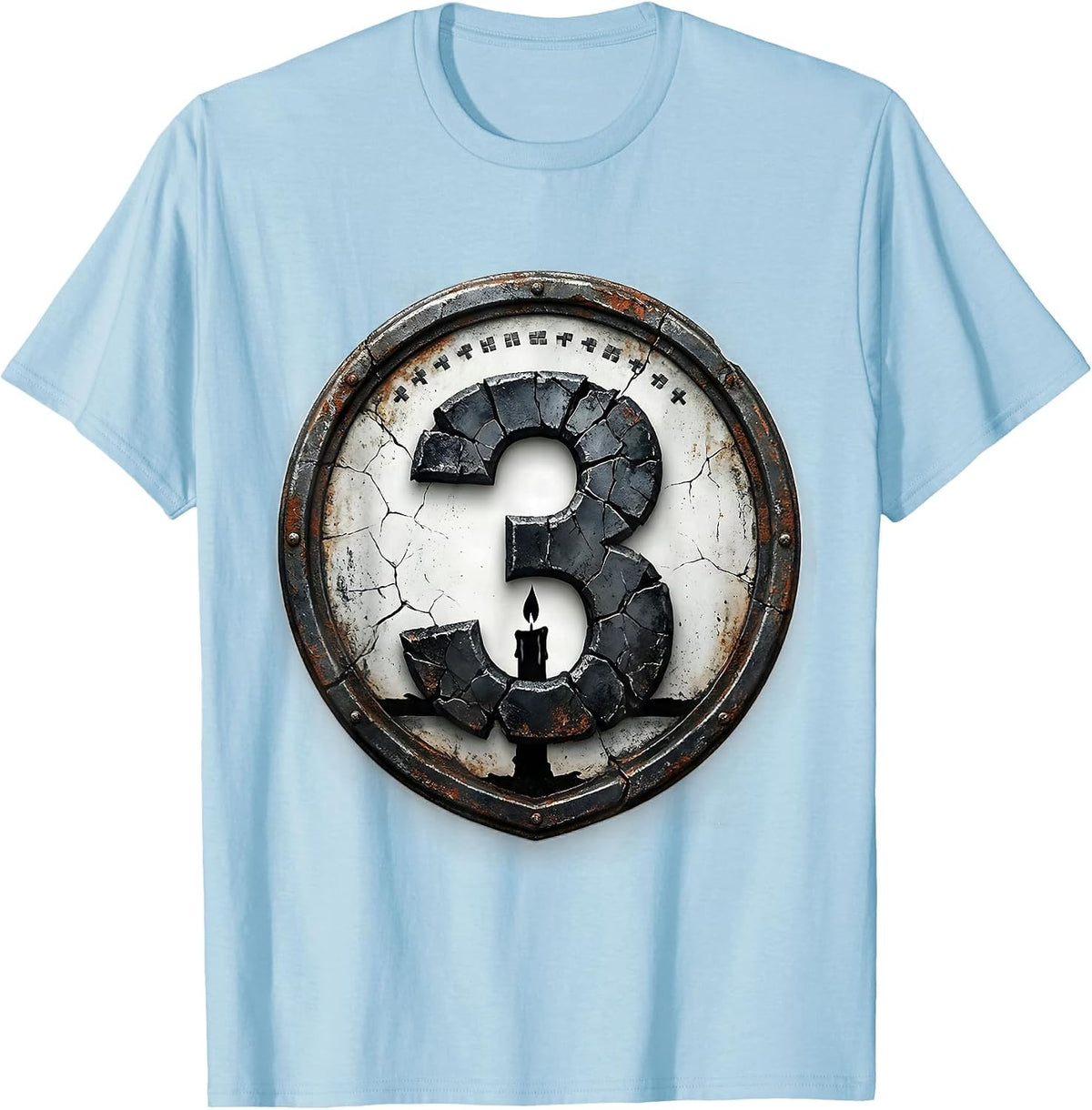 Men's Distressed Shield Birthday Family Role Humor Gift T-Shirt - Baby Blue