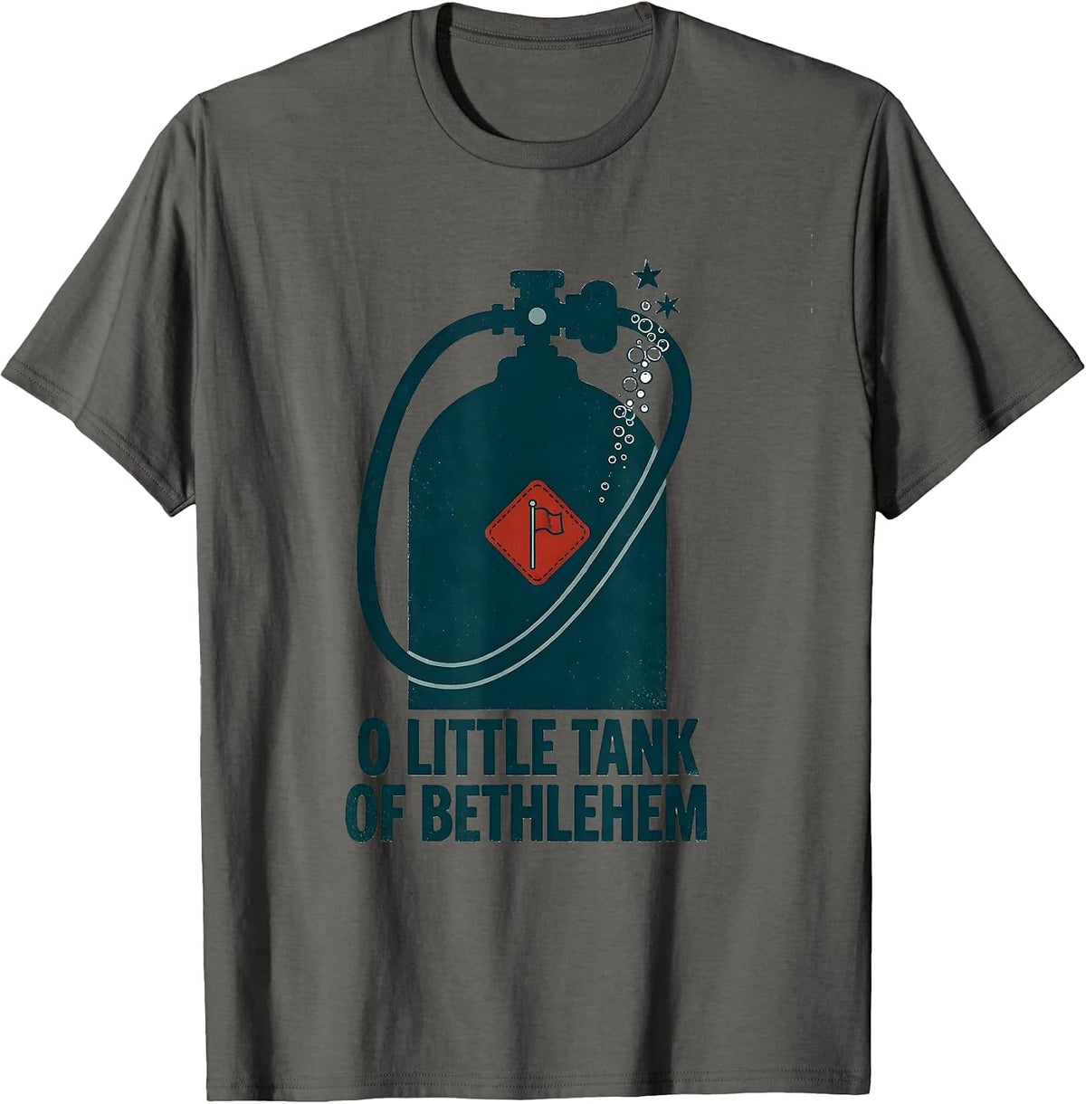 O Little Tank Of Bethlehem Funny Scuba Diver Gift Christmas T-Shirt - Asphalt Grey