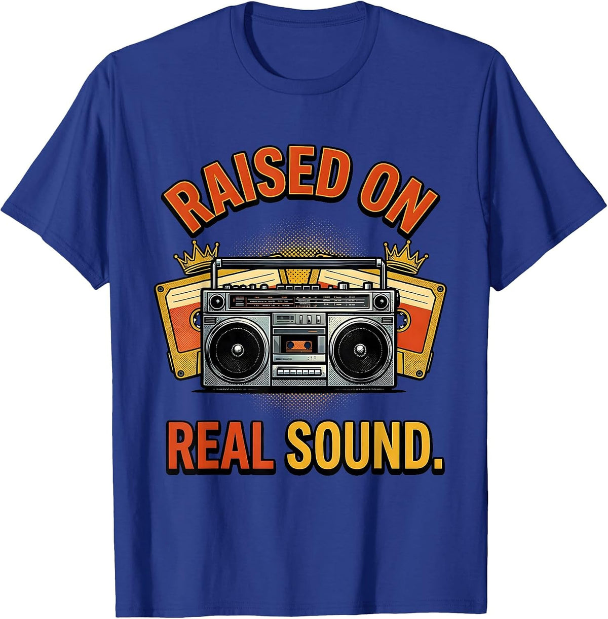 Raised On Real Sound Retro Hip Hop Rap Music Lover T-Shirt - Royal Blue