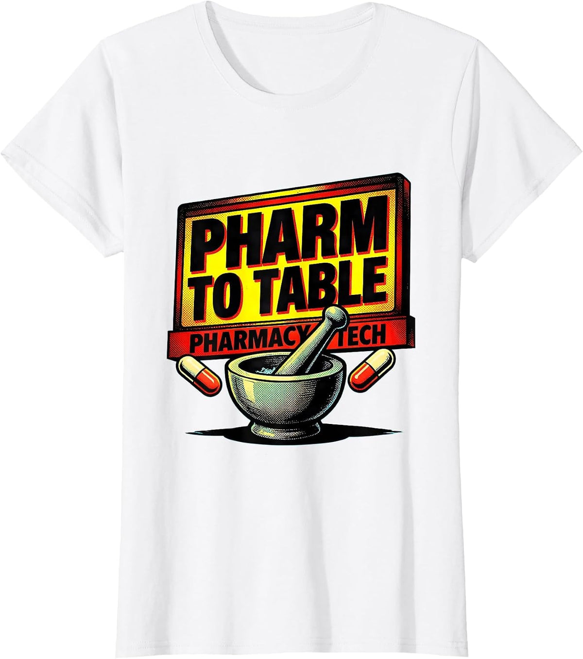 Pharm To Table Pharmacy Tech Pop Art Pharmacy Crew Halloween T-Shirt - White