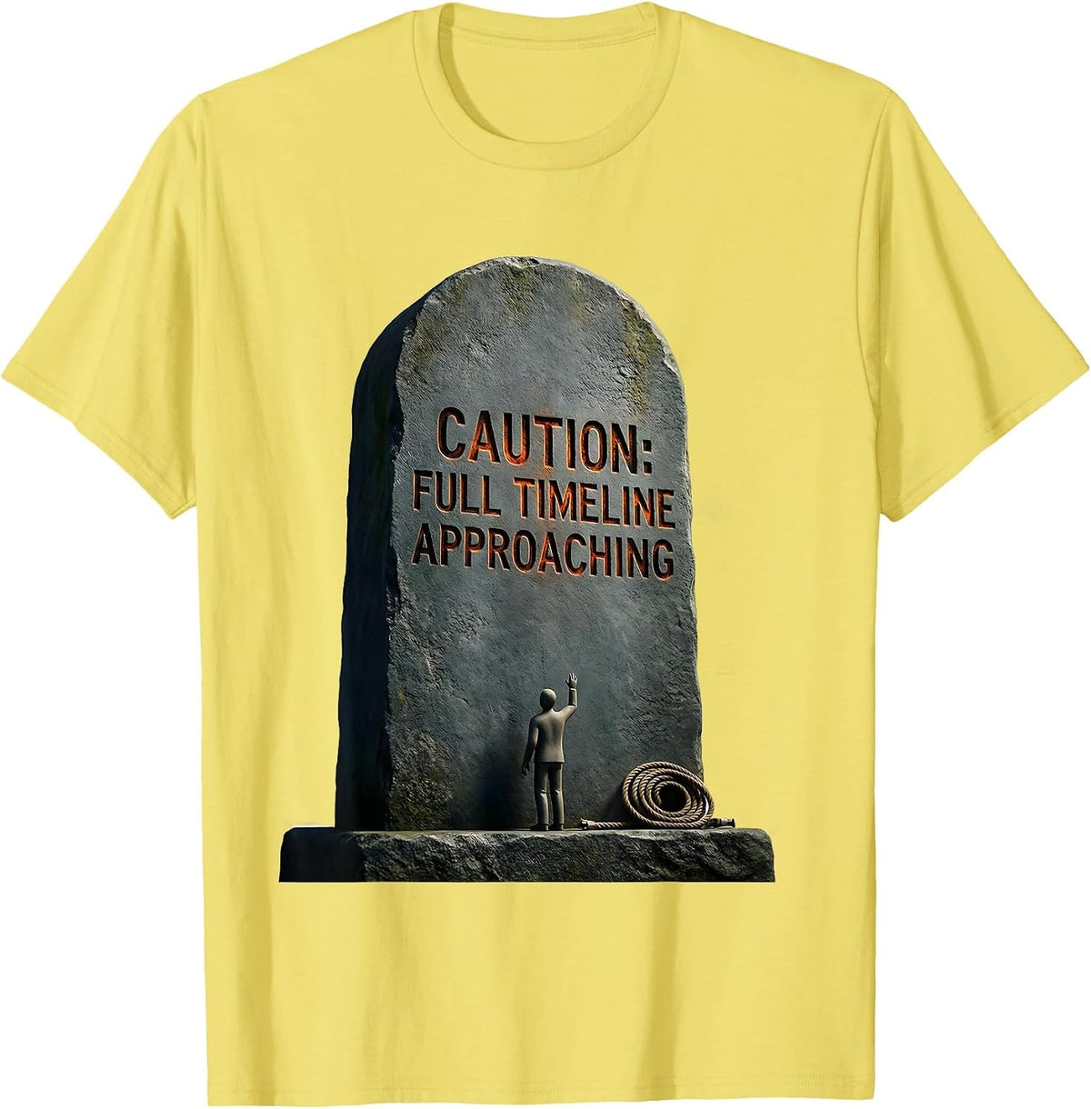 Men's Caution: Full Timeline Approaching Funny History Teacher T-Shirt - Lemon Yellow