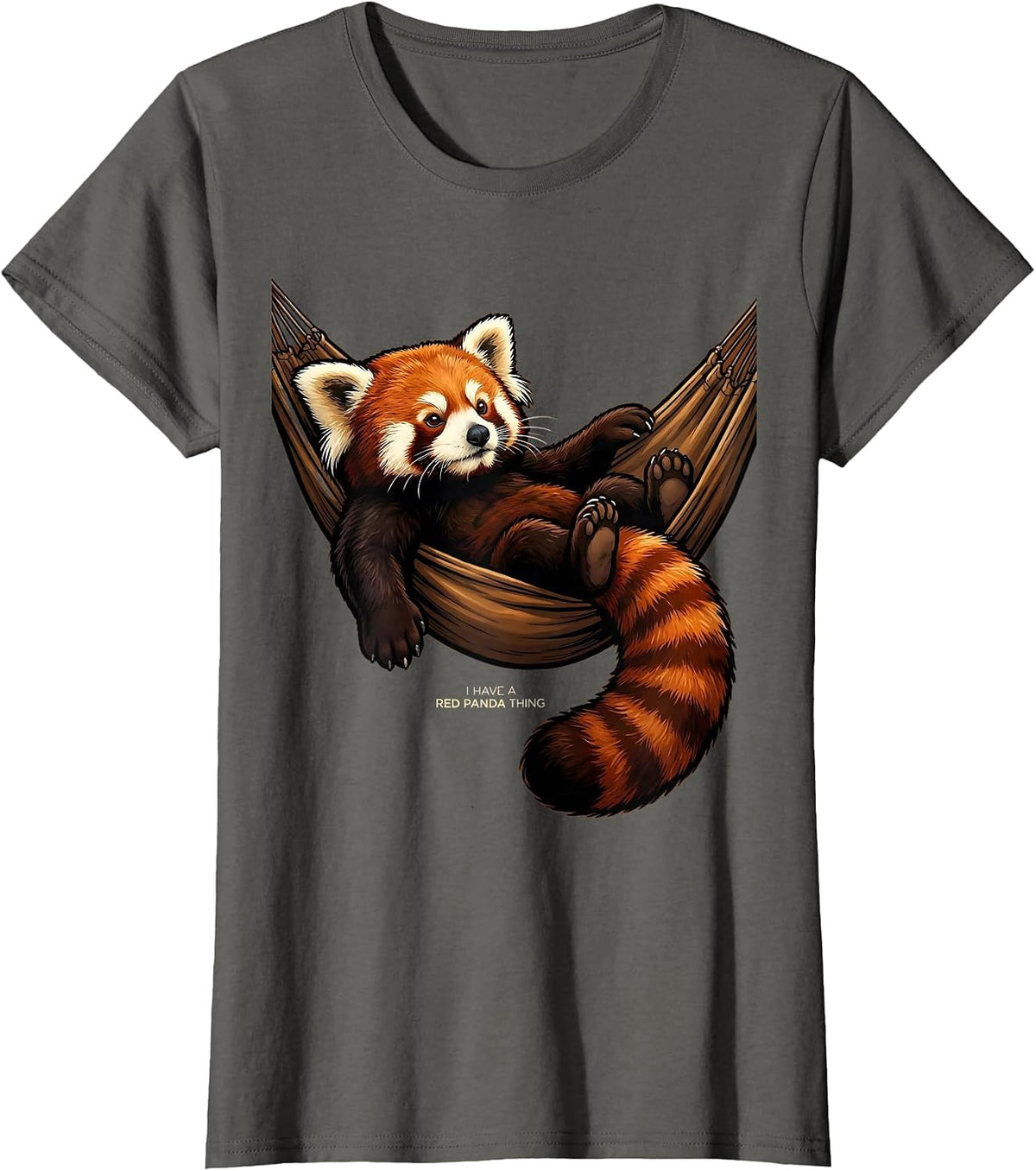 Women's I Have A Red Panda Thing Cartoon Red Panda Lover Gift T-Shirt - Asphalt Grey