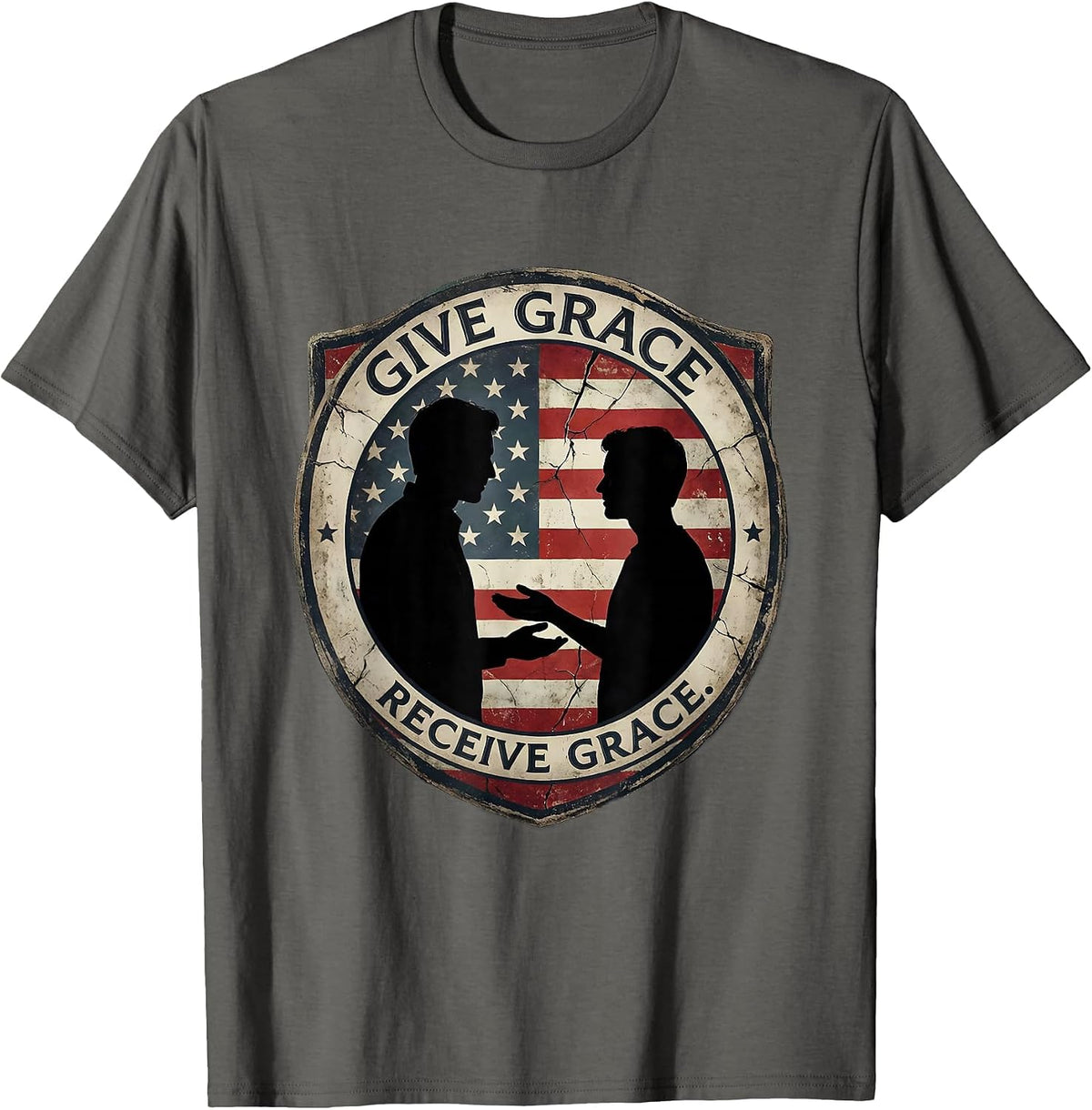 Men's Give Grace Receive Grace Inspirational Design T-Shirt - Asphalt Grey