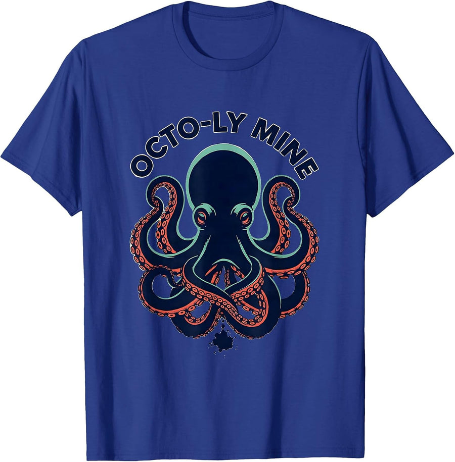 Octo-ly Mine Vintage Octopus Ocean Wildlife Graphic T-Shirt - Royal Blue