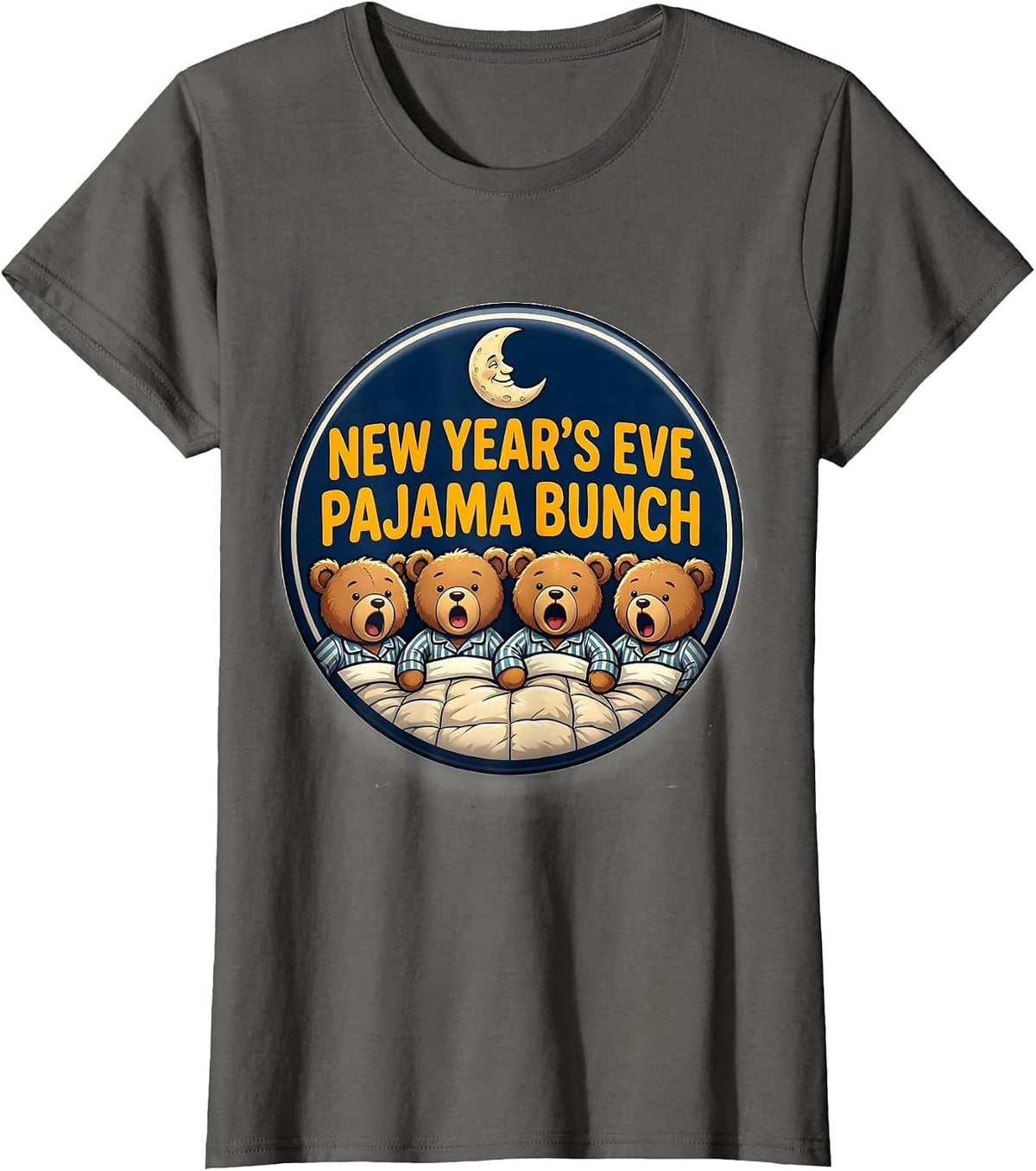 Women's New Year's Eve Pajama Bunch Funny Family Matching Party Wear T-Shirt - Asphalt Grey