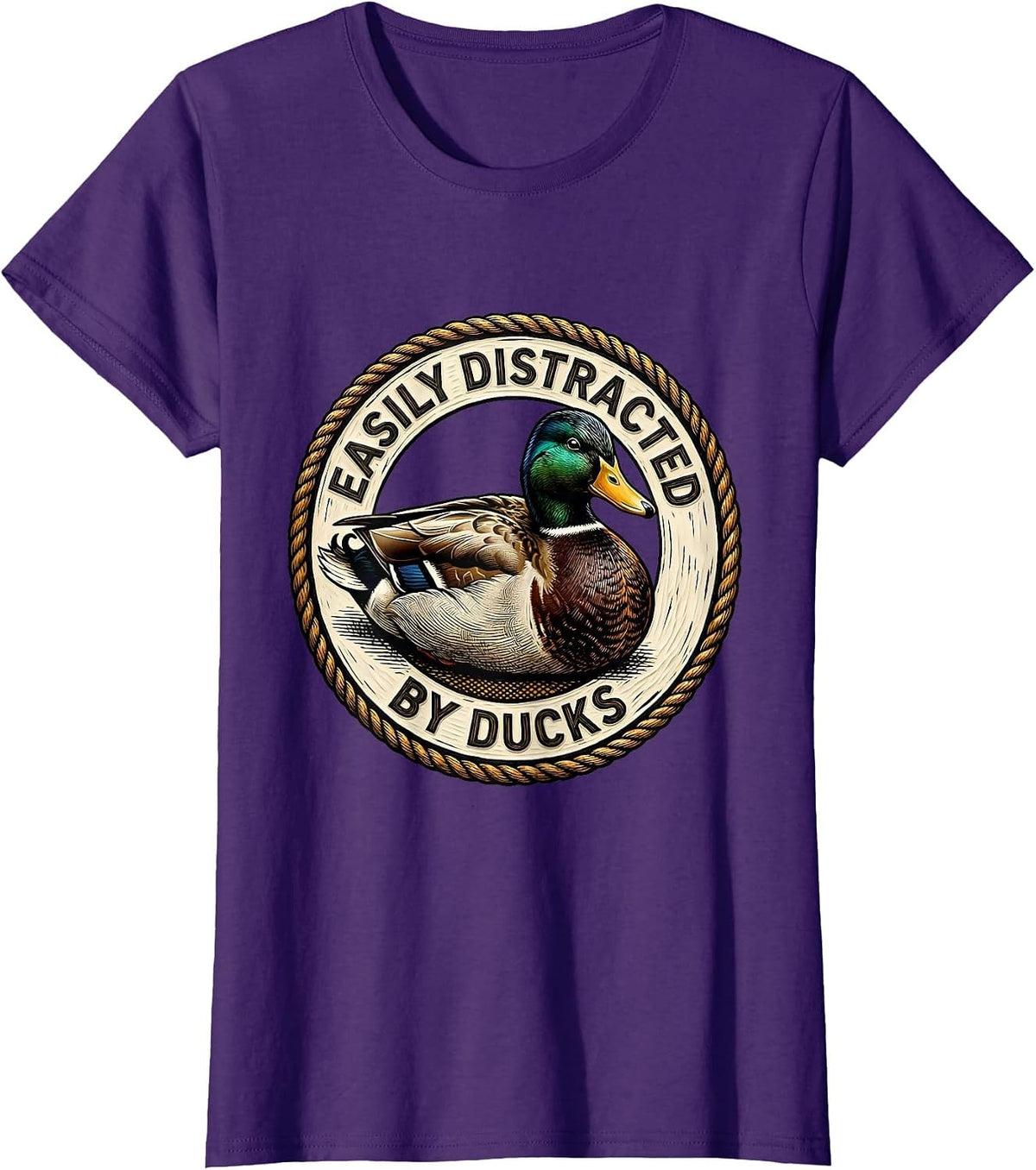 Women's Easily Distracted By Ducks Funny Duck Lover T-Shirt - Purple