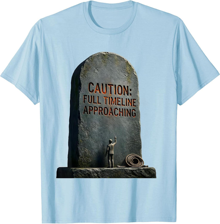 Men's Caution: Full Timeline Approaching Funny History Teacher T-Shirt - Baby Blue