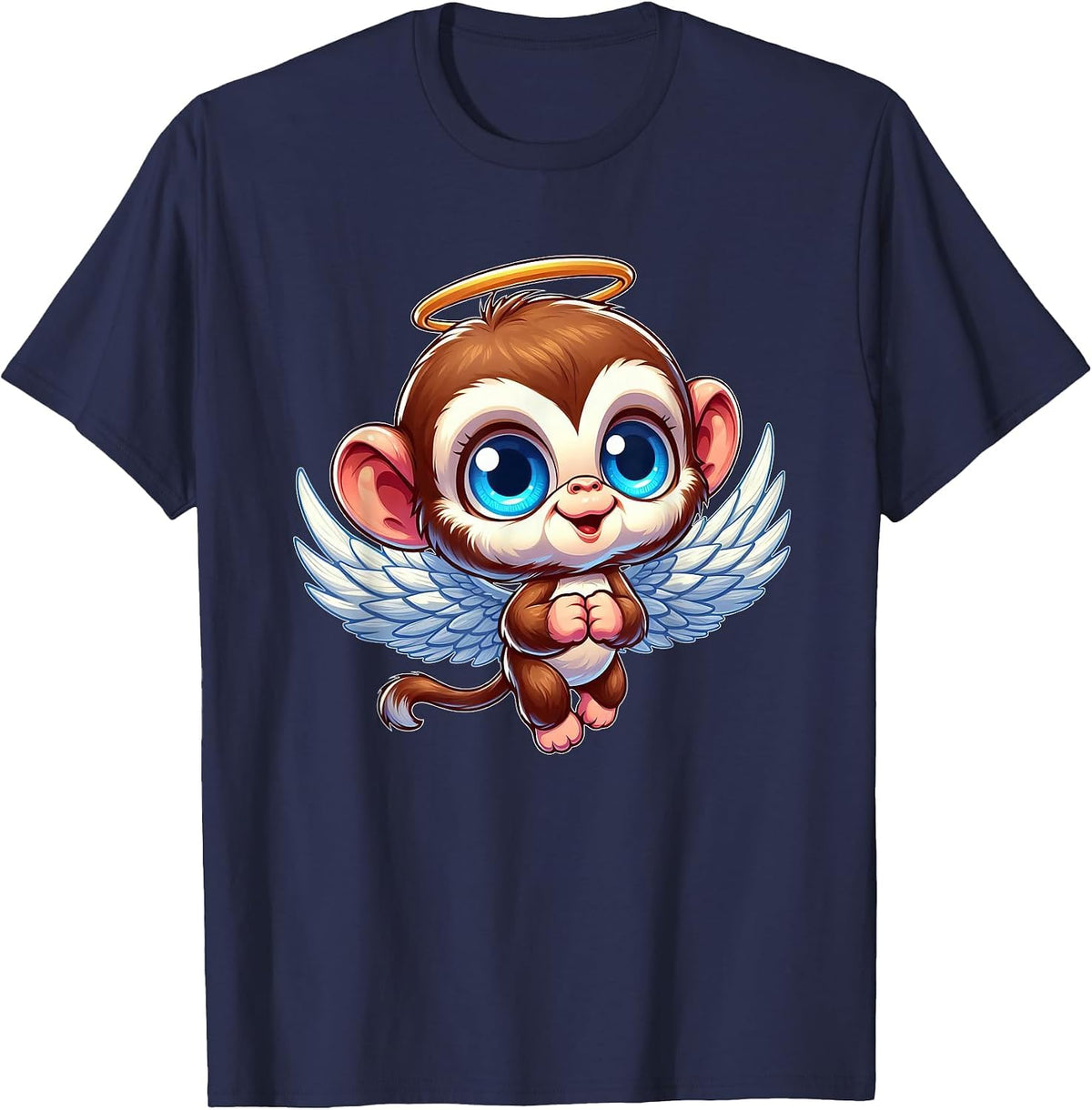 Cute Monkey Angel Chimp Angel T-Shirt - Navy Blue