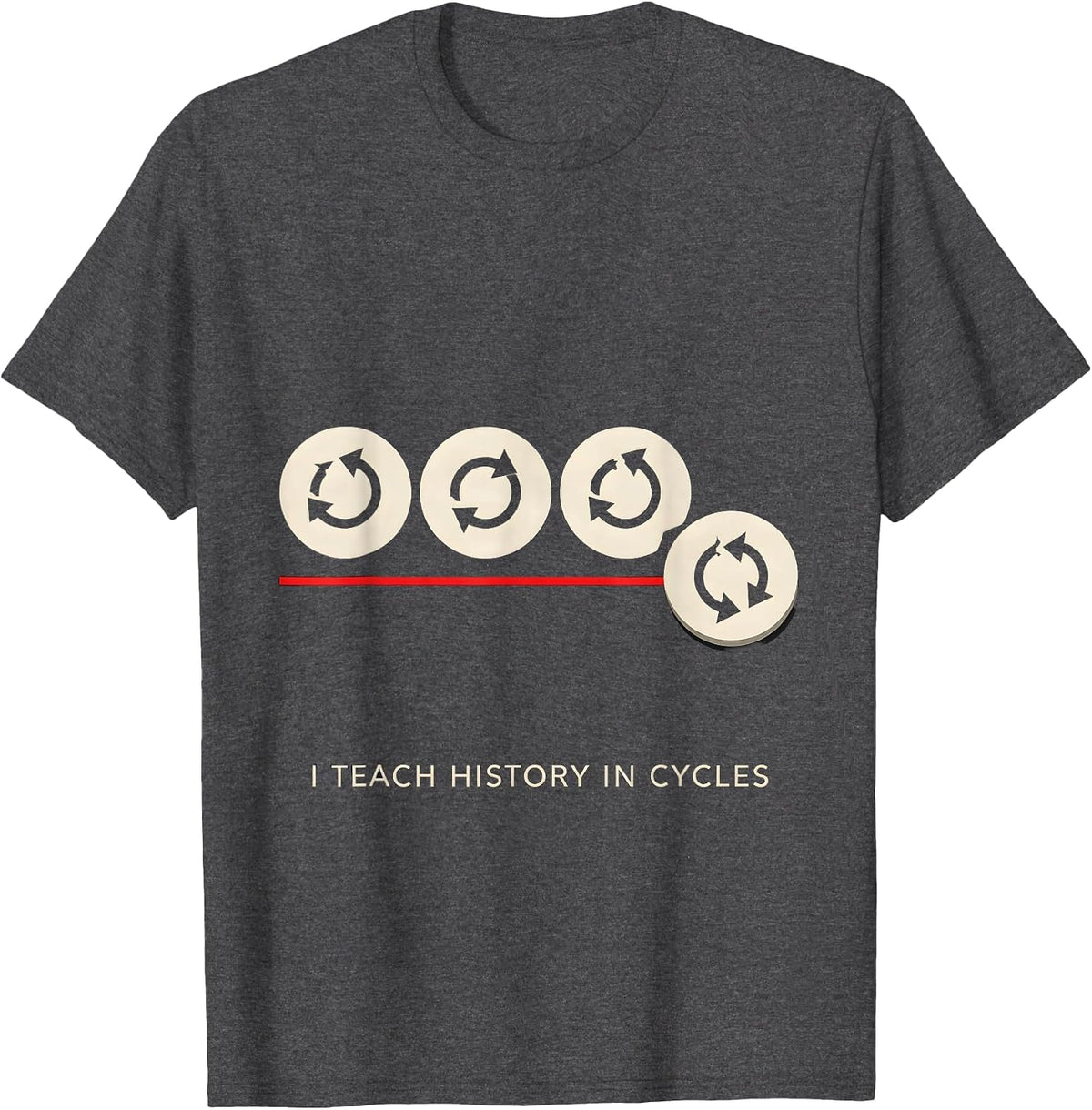 Men's I Teach History In Cycles Funny History Teacher Gift T-Shirt - Dark Heather Grey