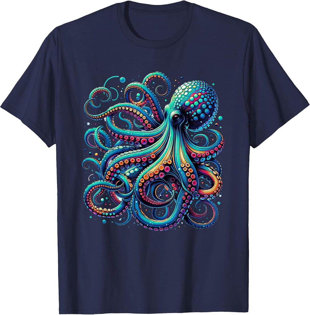 Octopus Kraken Sea Creature Ocean Marine Animal T-Shirt - Navy Blue