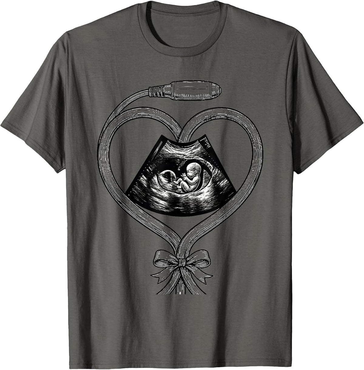 Men's Ultrasound Heart Sonographer Valentine Candy Humor T-Shirt - Asphalt Grey