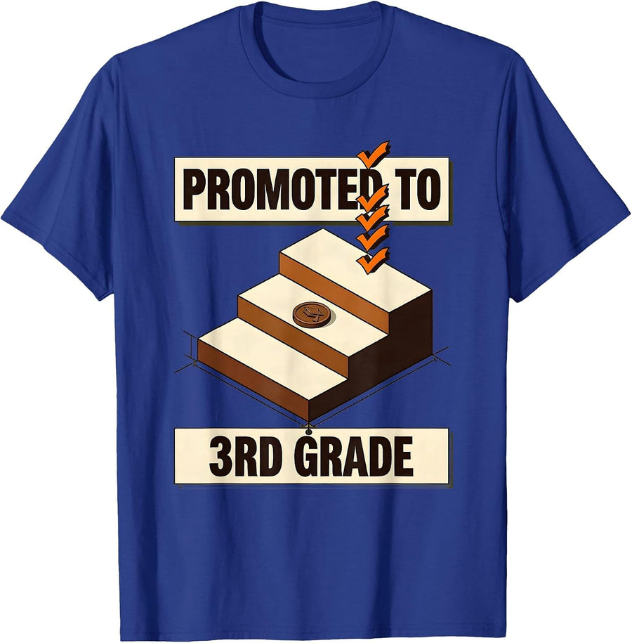 PROMOTED TO 3RD GRADE Camo Third Grade Boy Back To School T-Shirt - Royal Blue