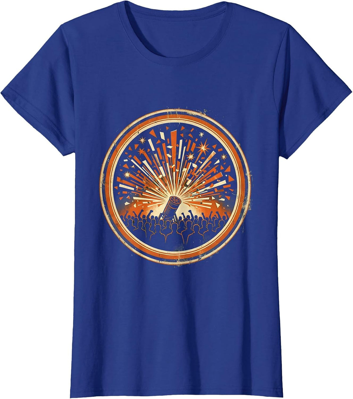 Women's Confetti Cannon Crowd Cheer Celebration Graphic T-Shirt - Royal Blue