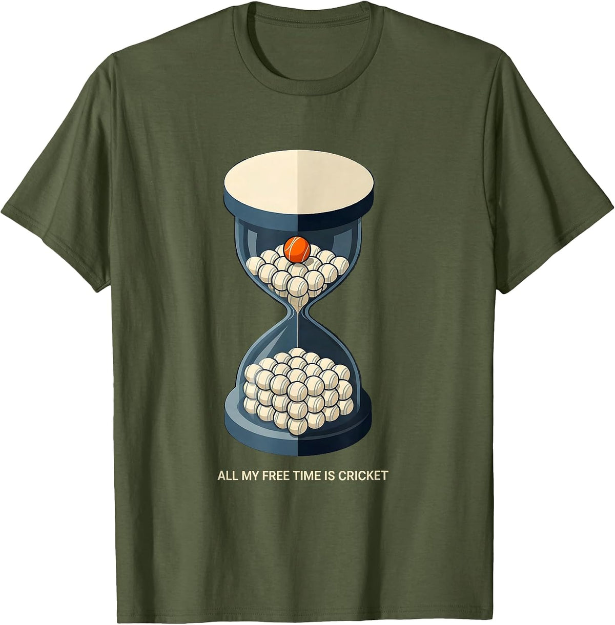 All My Free Time Is Cricket Funny Cricket Fan Sport Lover T-Shirt - Olive Green