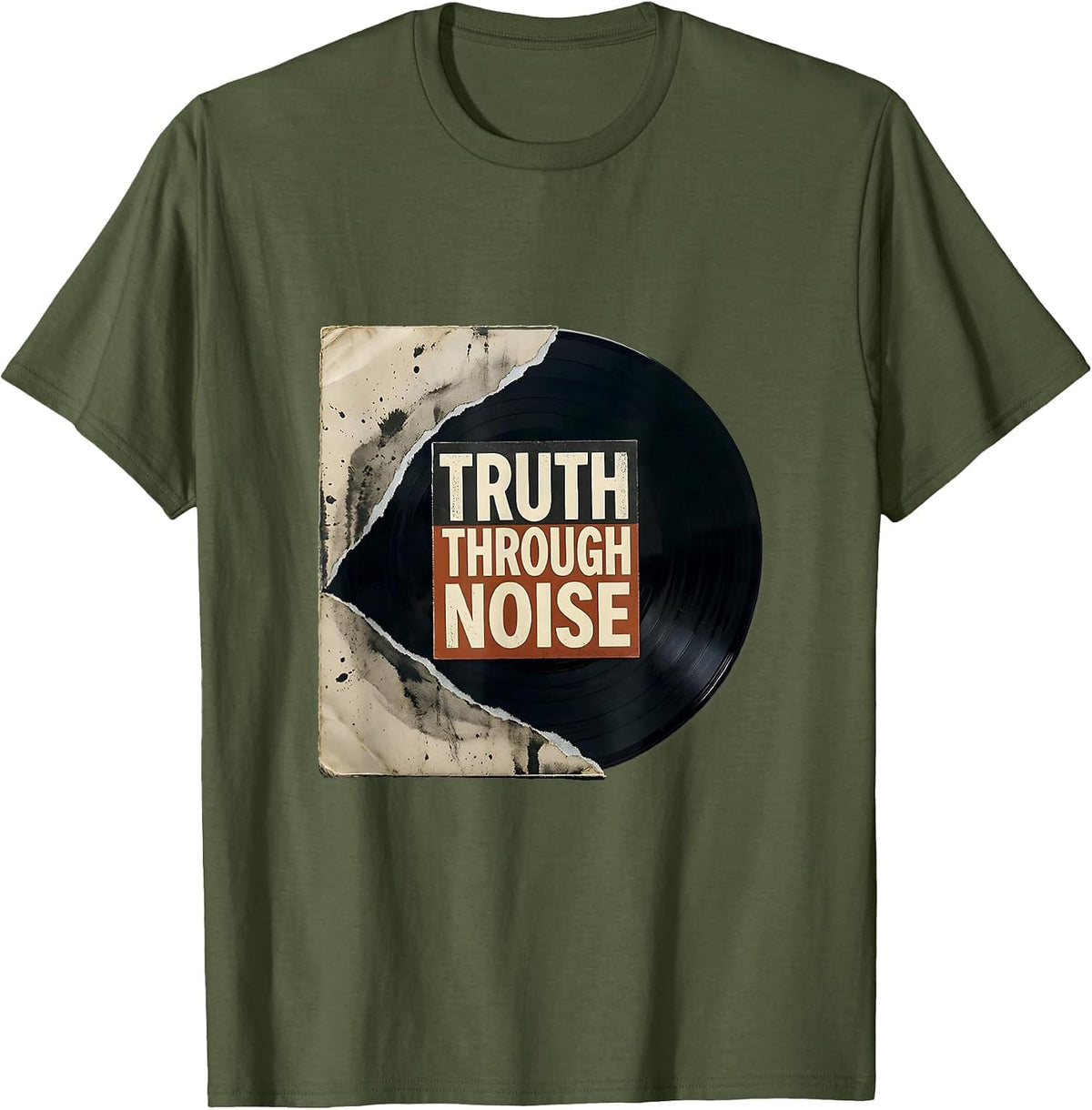 Truth Through Noise Vintage Punk Rock Music Fan T-Shirt - Olive Green