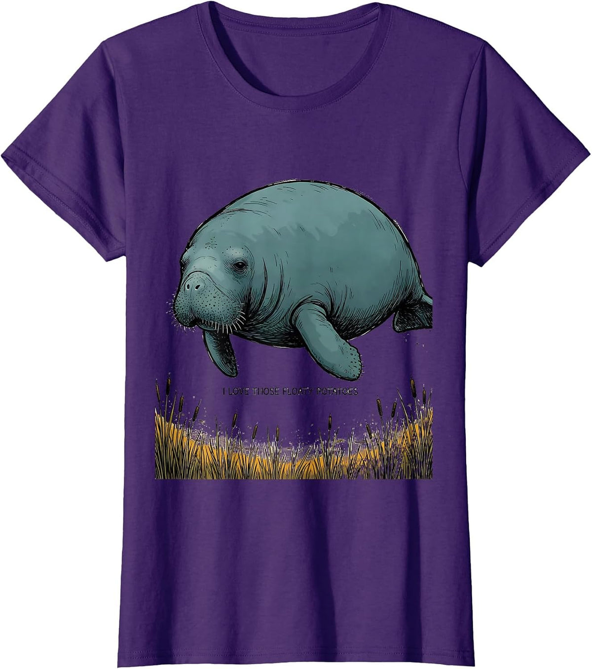 Women's I Love Those Floaty Potatoes Funny Manatee Lover Gift T-Shirt - Purple