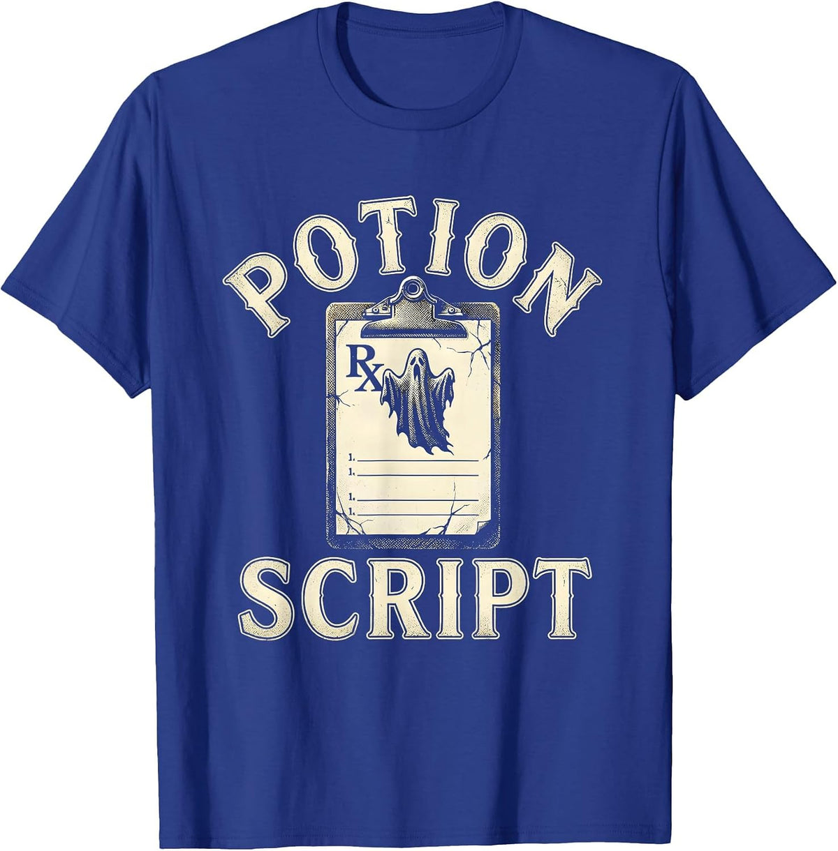 Men's Potionscript Funny Pharmacy Halloween Pharmacist Tech Crew T-Shirt - Royal Blue