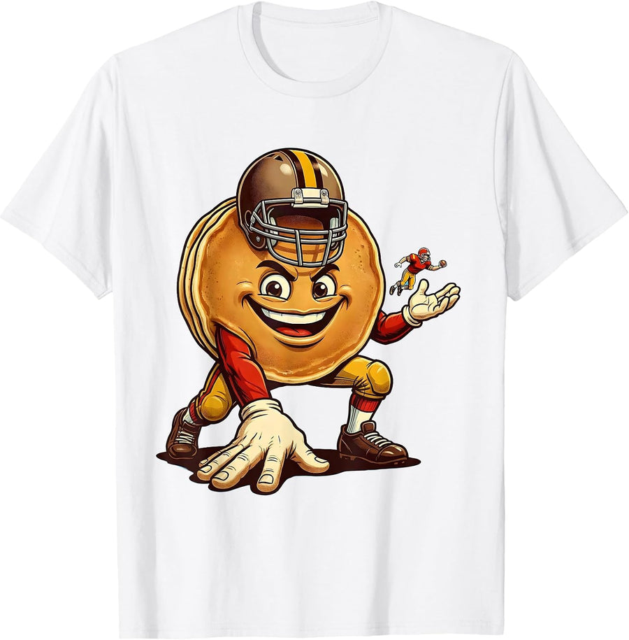 Men's Original Pancake Lineman Retro Football Fan Humor T-Shirt - White