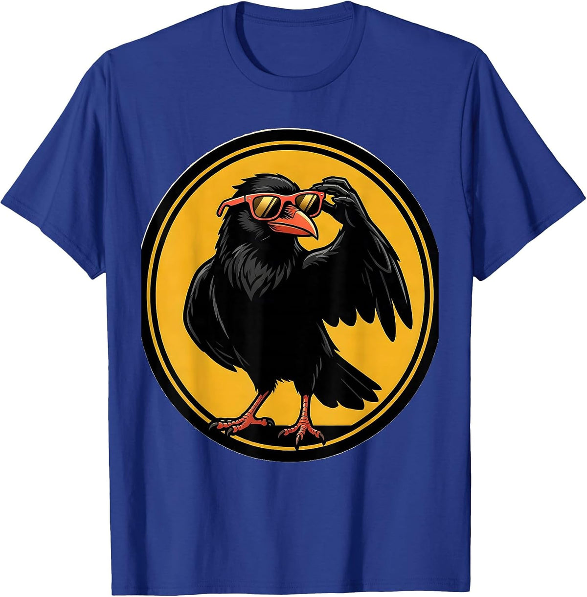 Crow Cartoon Cool Graphic Tee Novelty T-Shirt - Royal Blue