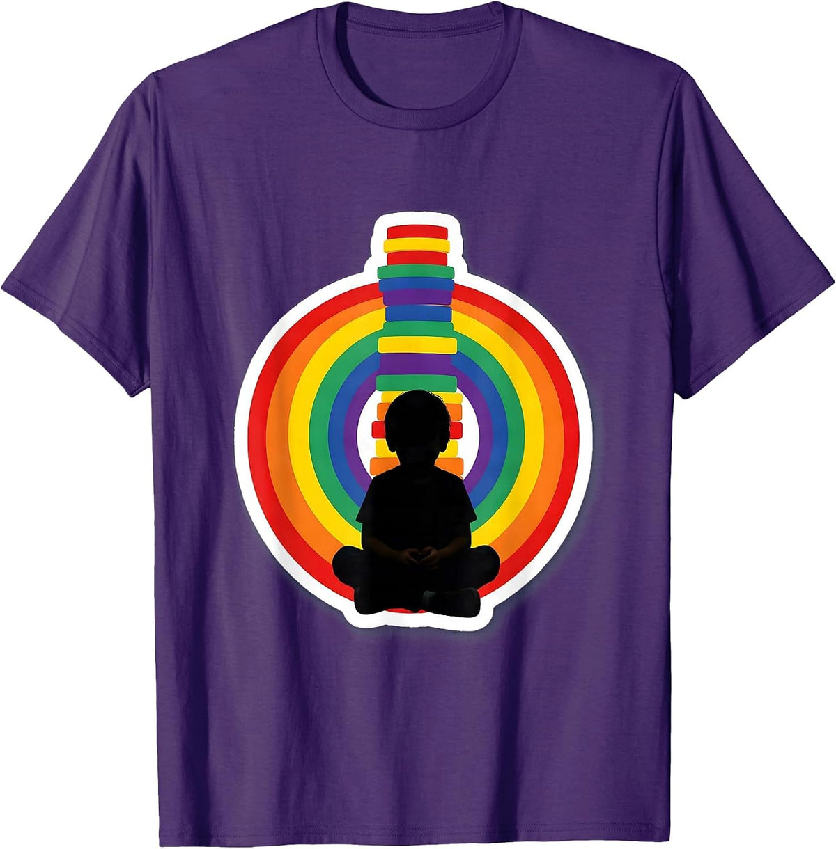 Autism Awareness Colorful Tower Builder Design T-Shirt - Purple