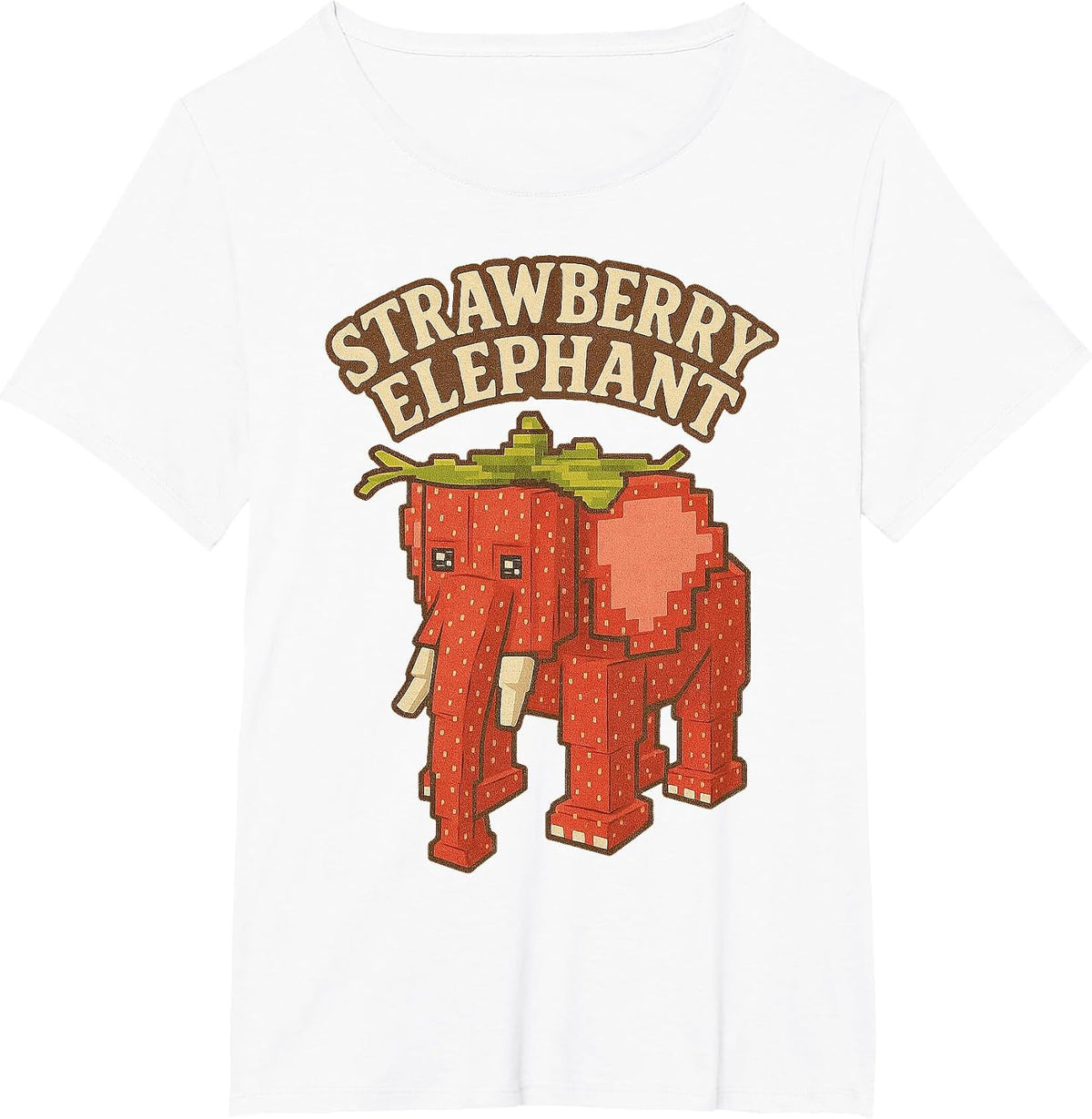Strawberry Elephant Funny Italian Brainrot Slang Gaming Meme T-Shirt - White