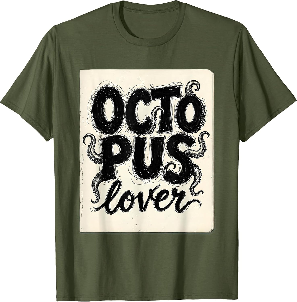 Octopus Lover Graphic Design for Sea Life Fans T-Shirt - Olive Green