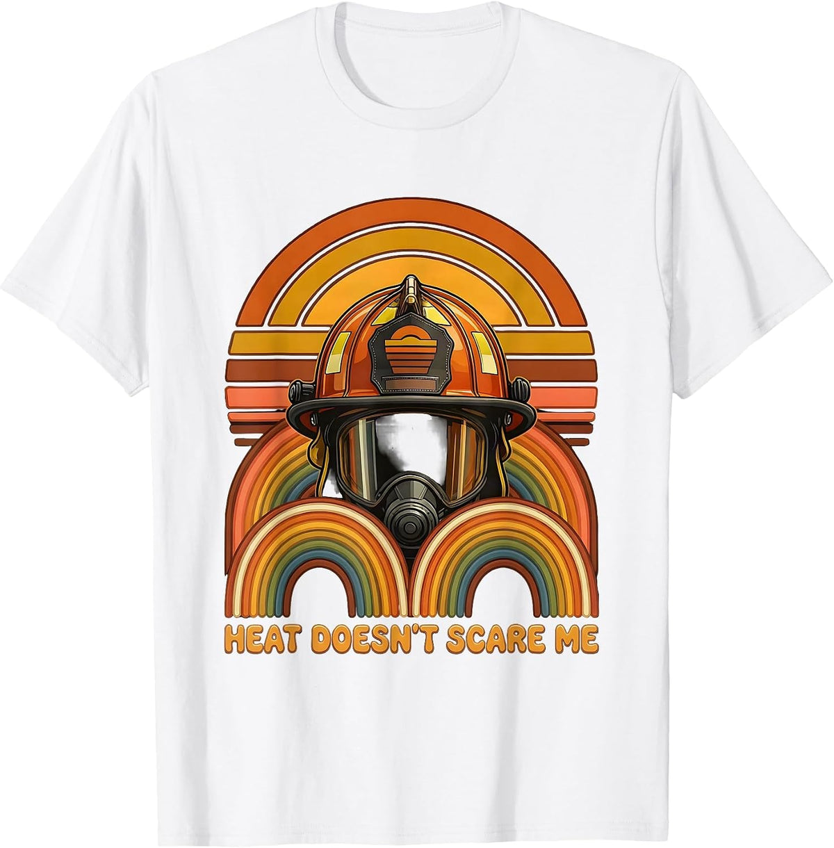 Men's Heat Doesn't Scare Me Firefighter Design T-Shirt - White