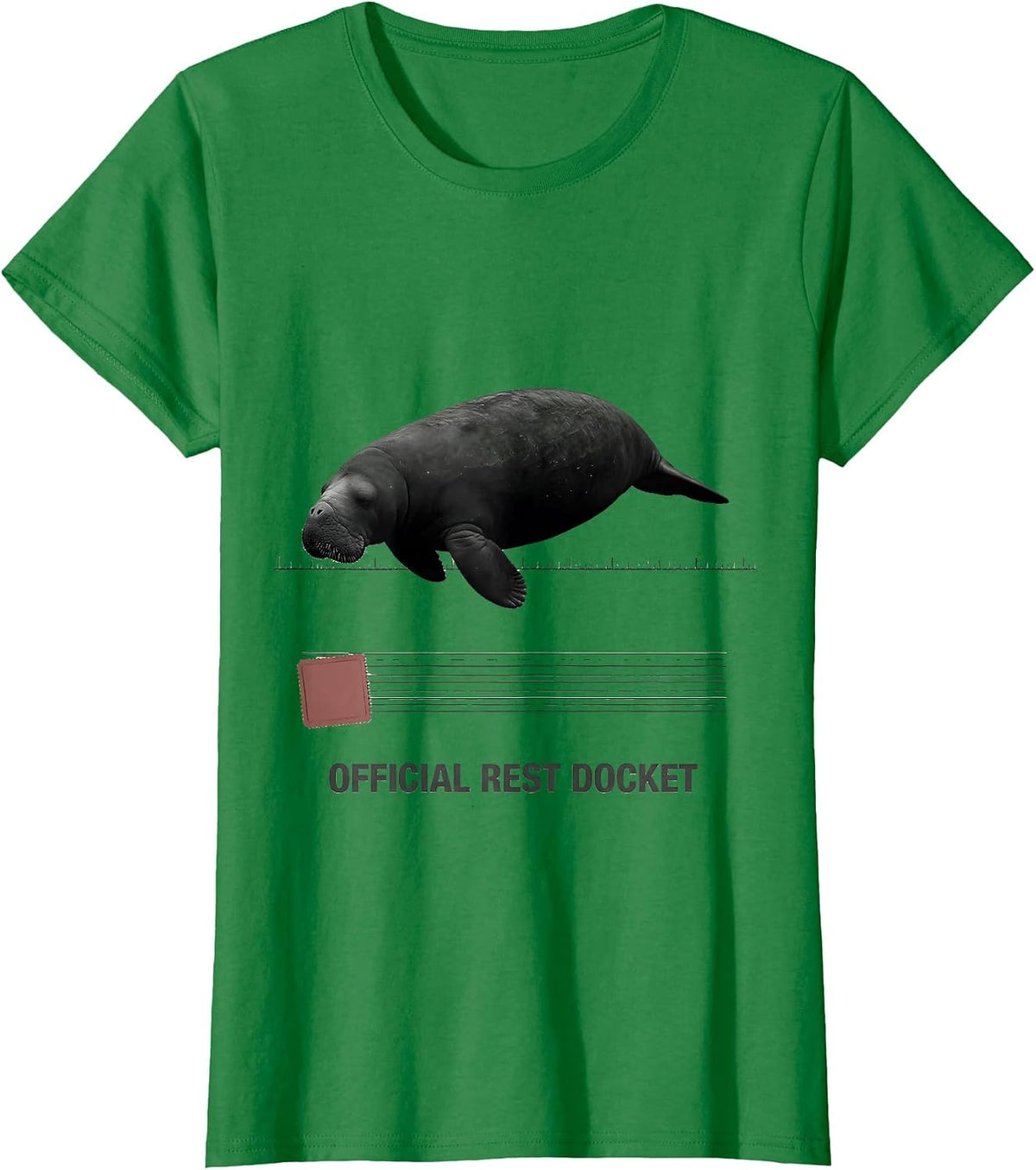 Women's Official Rest Docket Minimalist Manatee Sea Cow Wildlife T-Shirt - Kelly Green