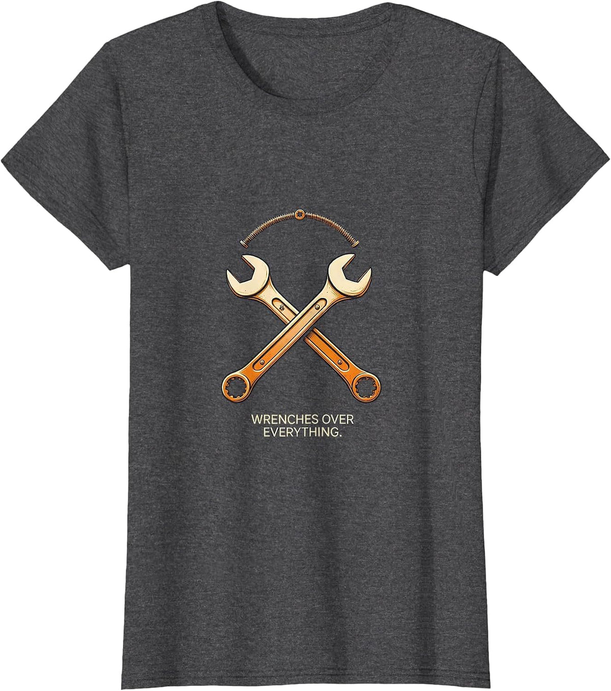 Women's Wrenches Over Everything Pit Crew Design T-Shirt - Dark Heather Grey