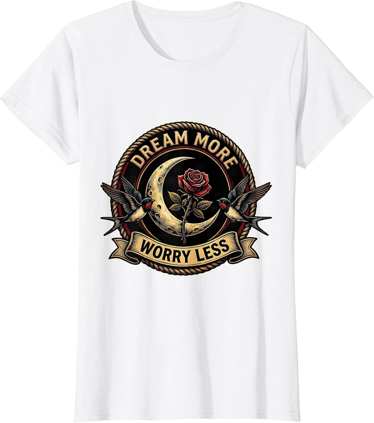 Women's Reveur House Dream More Worry Less Design T-Shirt - White