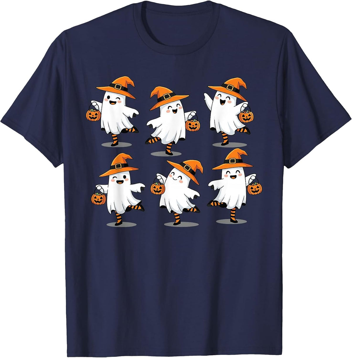 Halloween Ballet Ghost Ballet Dancer Spooky Dance Teacher T-Shirt - Navy Blue