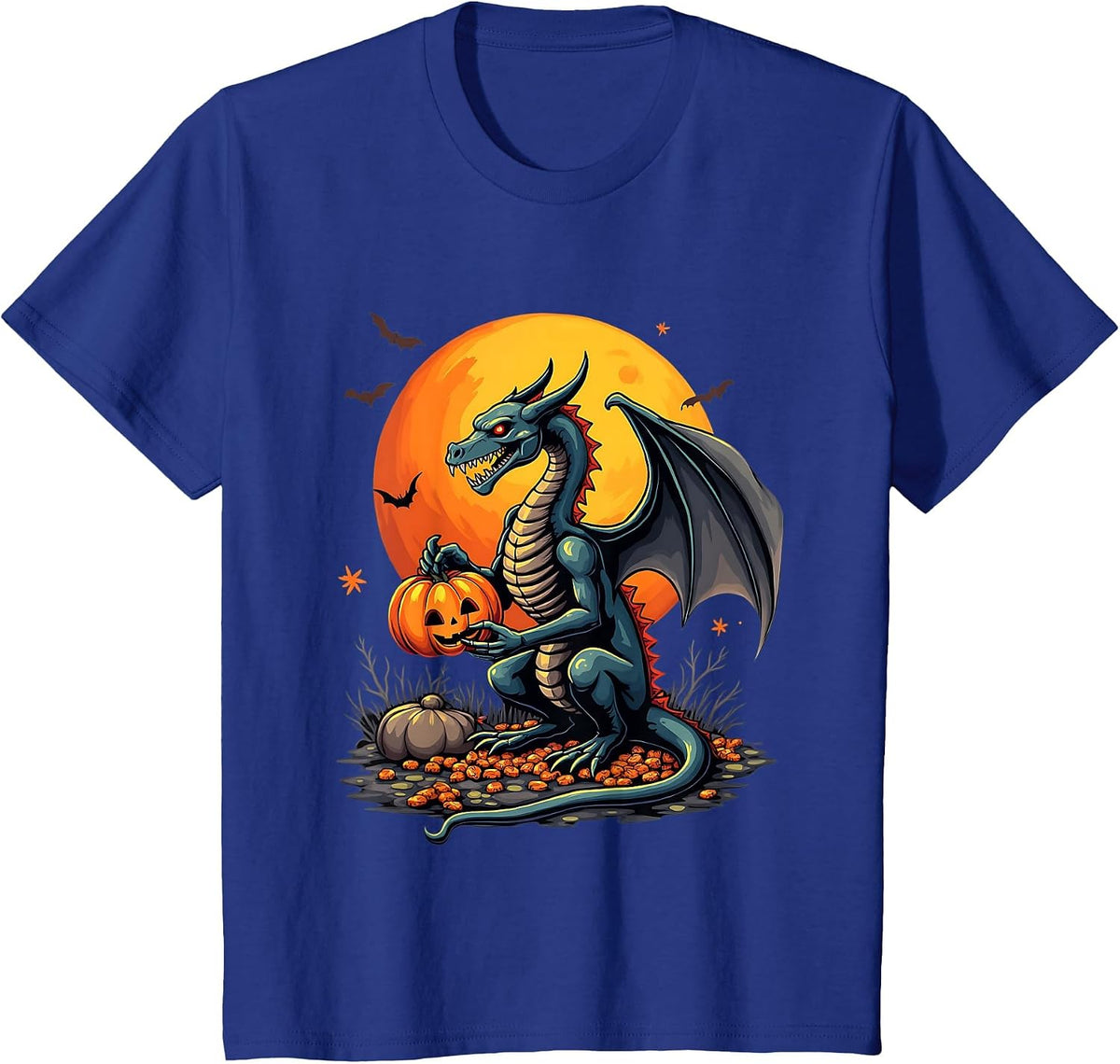 Dragon Halloween Dragon Pumpkin Costume Spooky Men Women Kid T-Shirt - Royal Blue