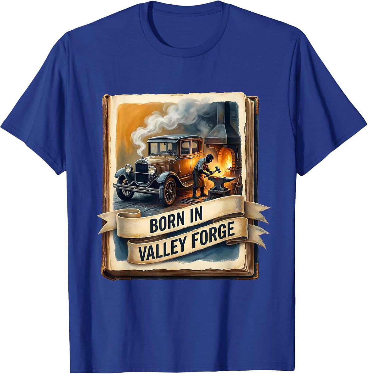 Men's Born in Valley Forge Automotive Pride Design T-Shirt - Royal Blue