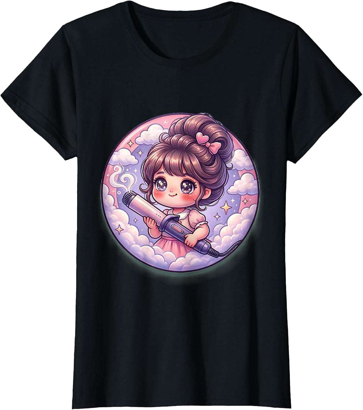 Dance Mom Curling Iron Glam Illustration T-Shirt - Black