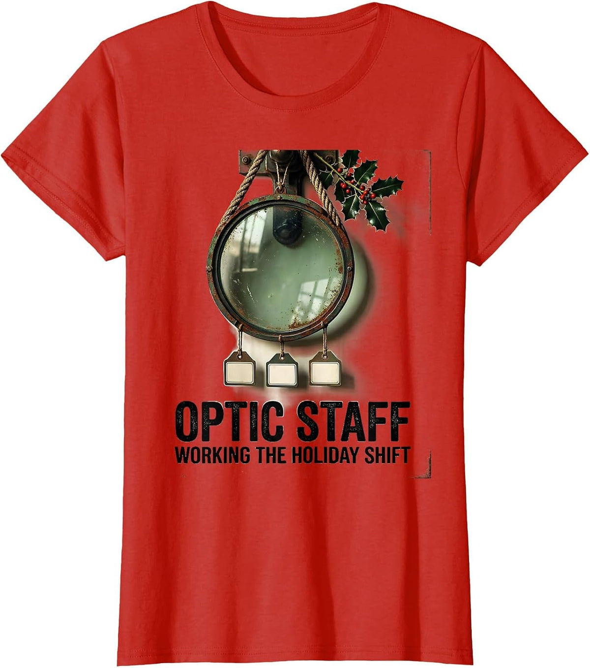 Optic Staff Working The Holiday Shift Vintage Optometrist T-Shirt - Red
