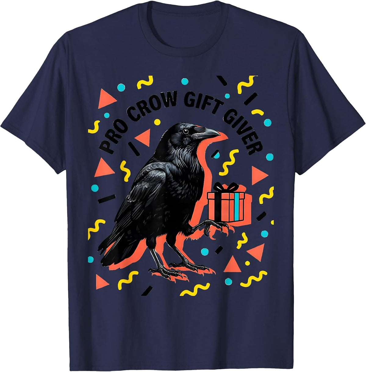 Men's Pro Crow Gift Giver Crow Lover Design T-Shirt - Navy Blue