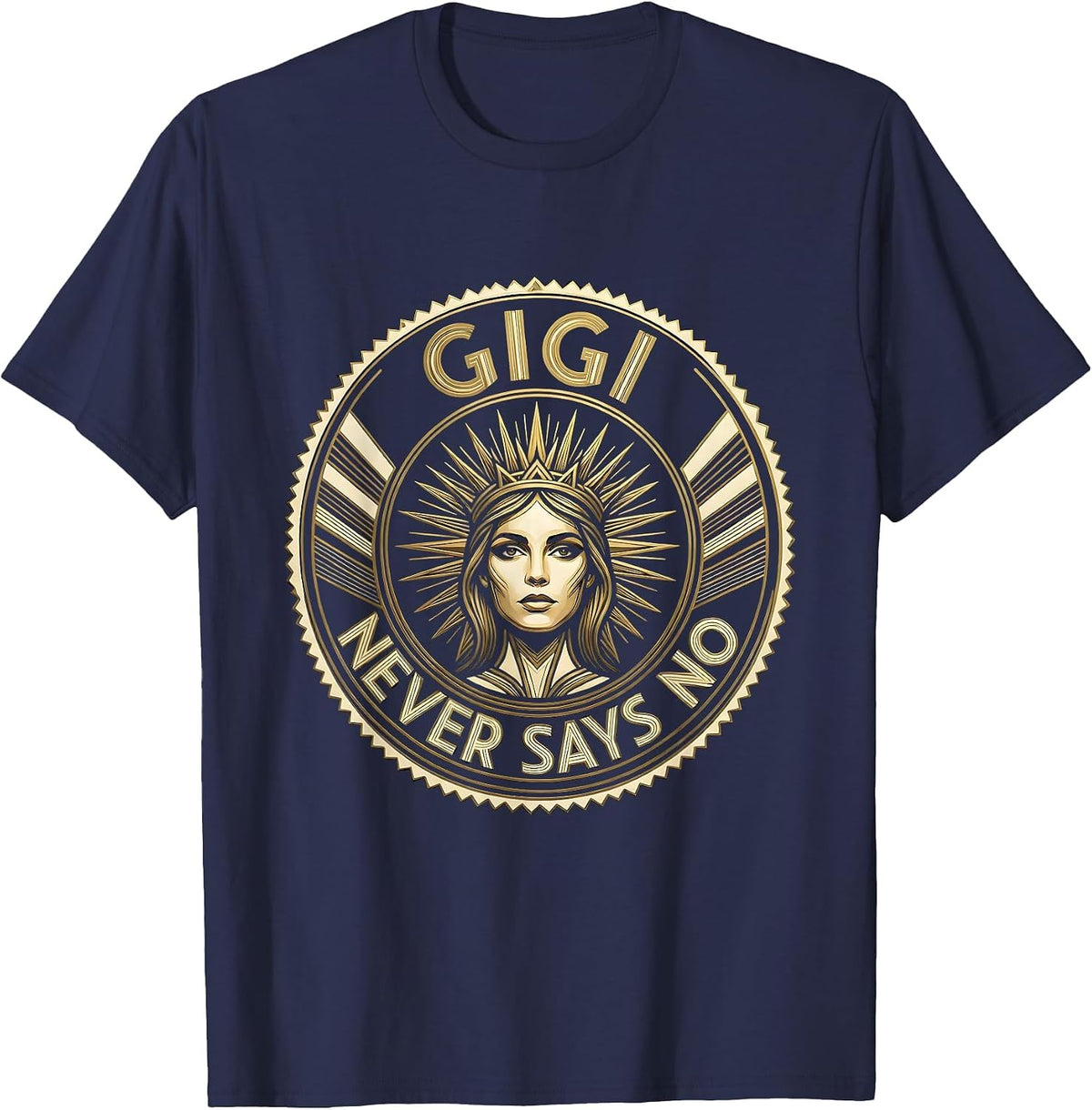 Gigi Never Says No Grandma Design T-Shirt - Navy Blue