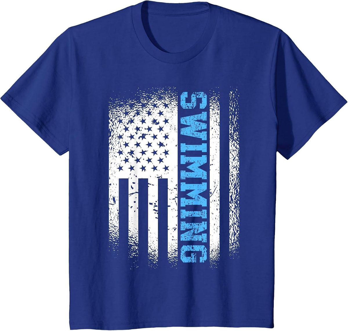 USA Flag Swimming Swim American Swimmer T-Shirt - Royal Blue
