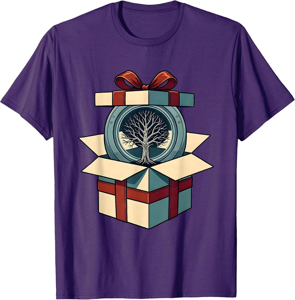 Men's Wrapped Present Skeleton Radiology Tech Christmas Humor T-Shirt - Purple