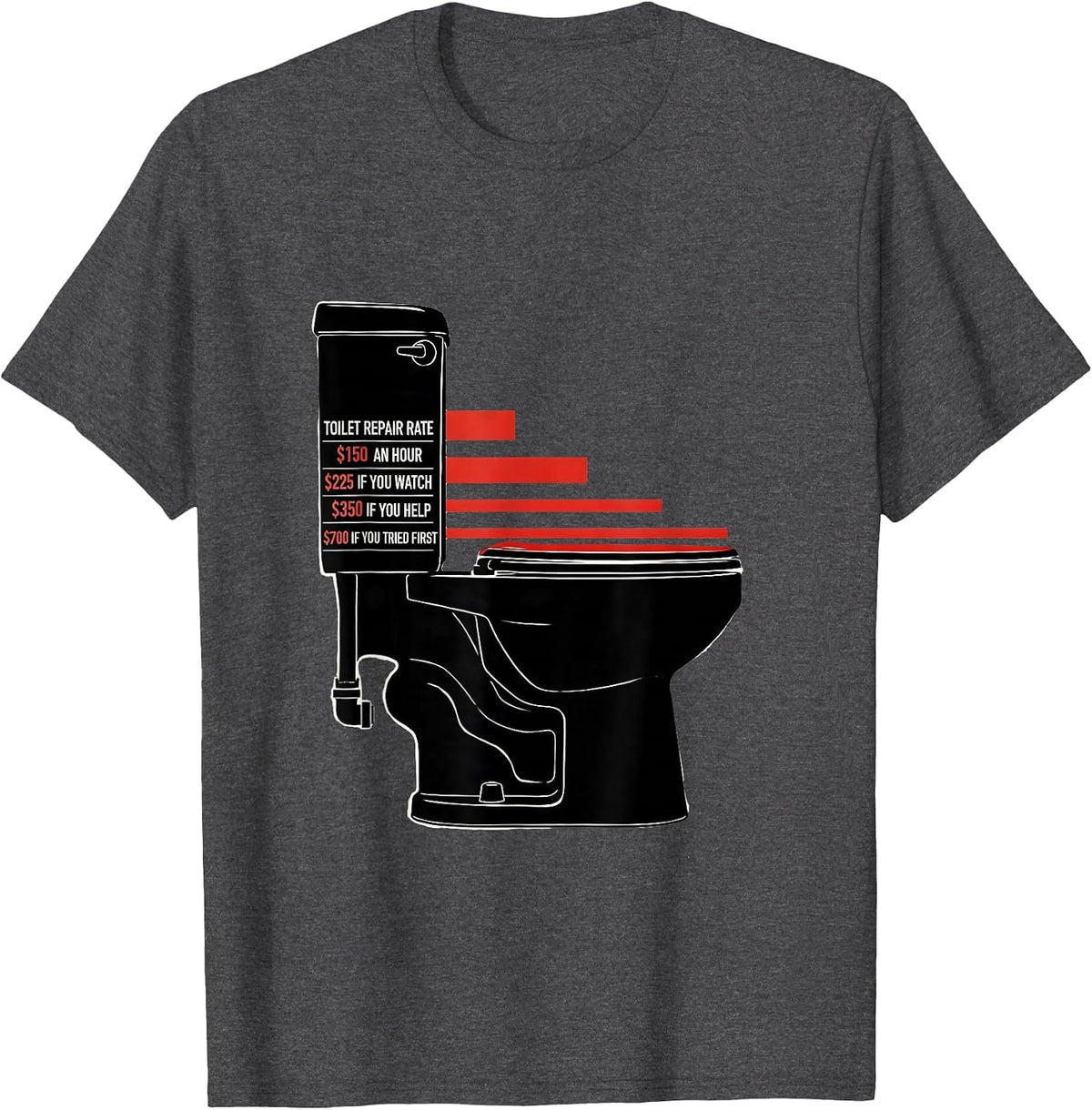 Men's Funny Plumber Hourly Rate Trade Humor T-Shirt - Dark Heather Grey