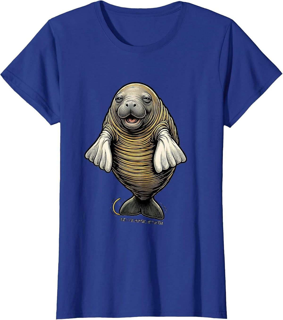 Women's Built For Napping Not Racing Retro Cartoon Manatee Lover T-Shirt - Royal Blue