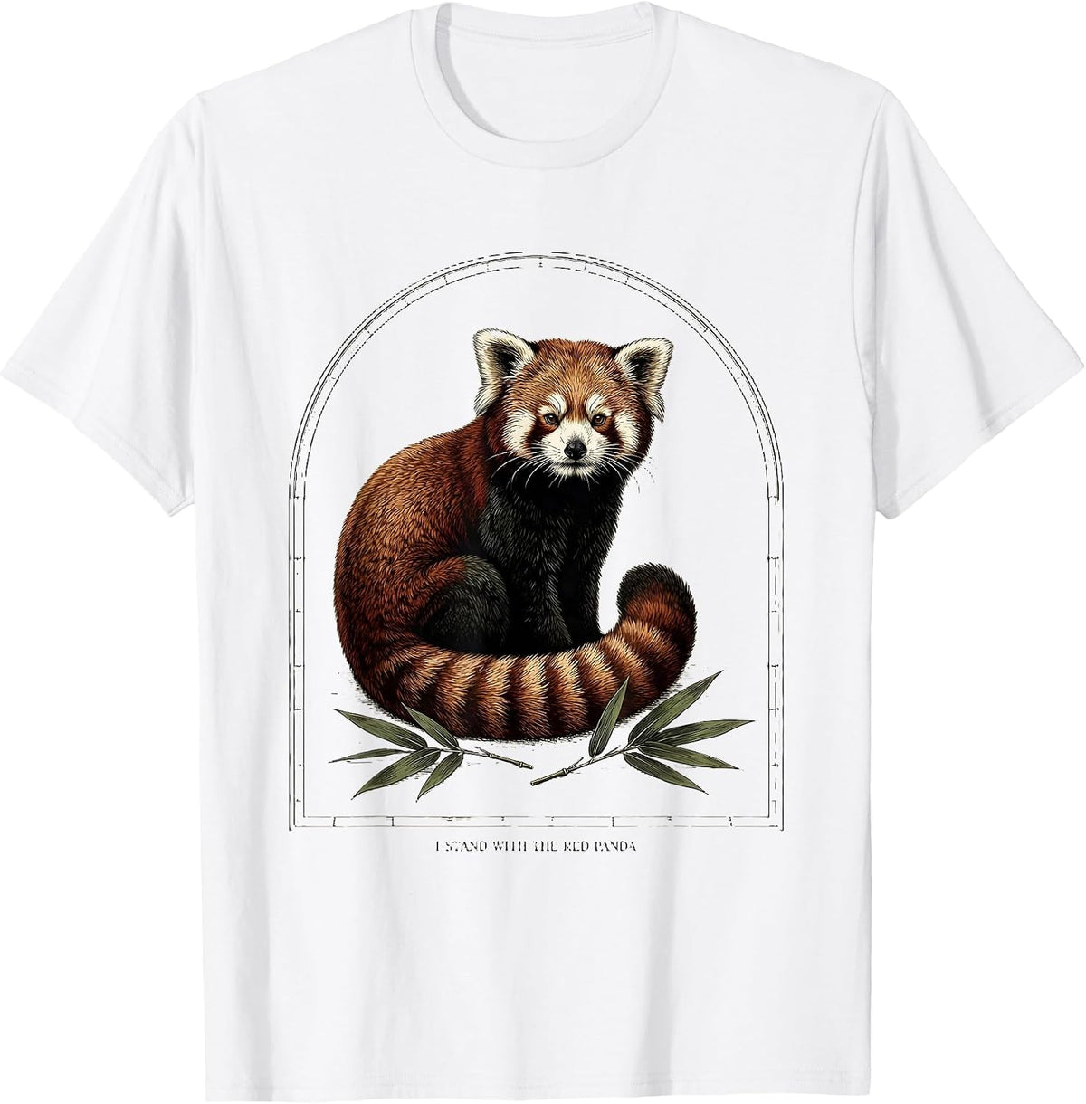 Men's I Stand With the Red Panda Botanical Wildlife Conservation T-Shirt - White