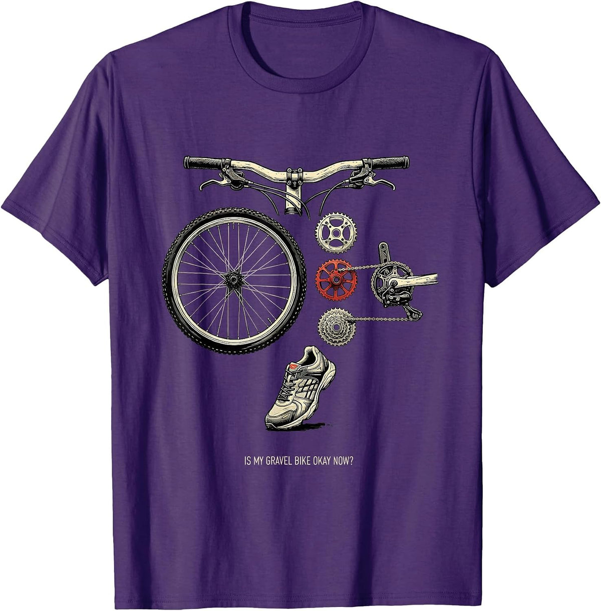 Is My Gravel Bike Okay Now Funny Cycling Humor Gift T-Shirt - Purple