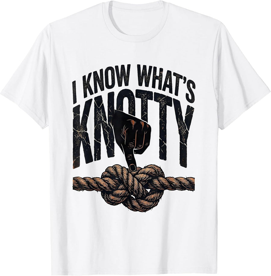 Men's I Know What's Knotty Distressed Massage Therapist T-Shirt - White