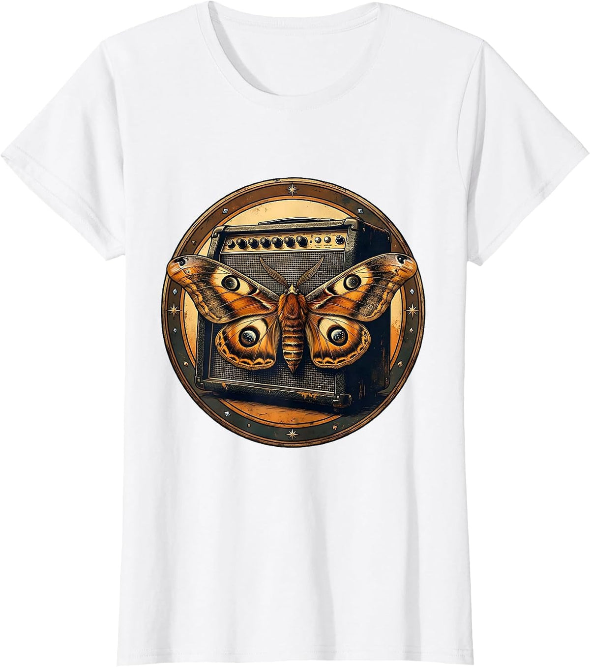 Moth to Amplifier 90s Rock Band Graphic T-Shirt - White